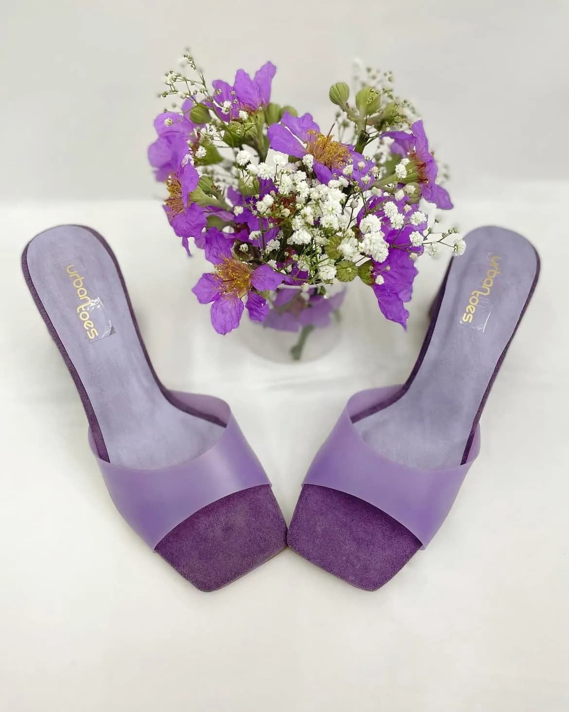 UrbanToes Women’s Purple Block Heel Mule Sandals