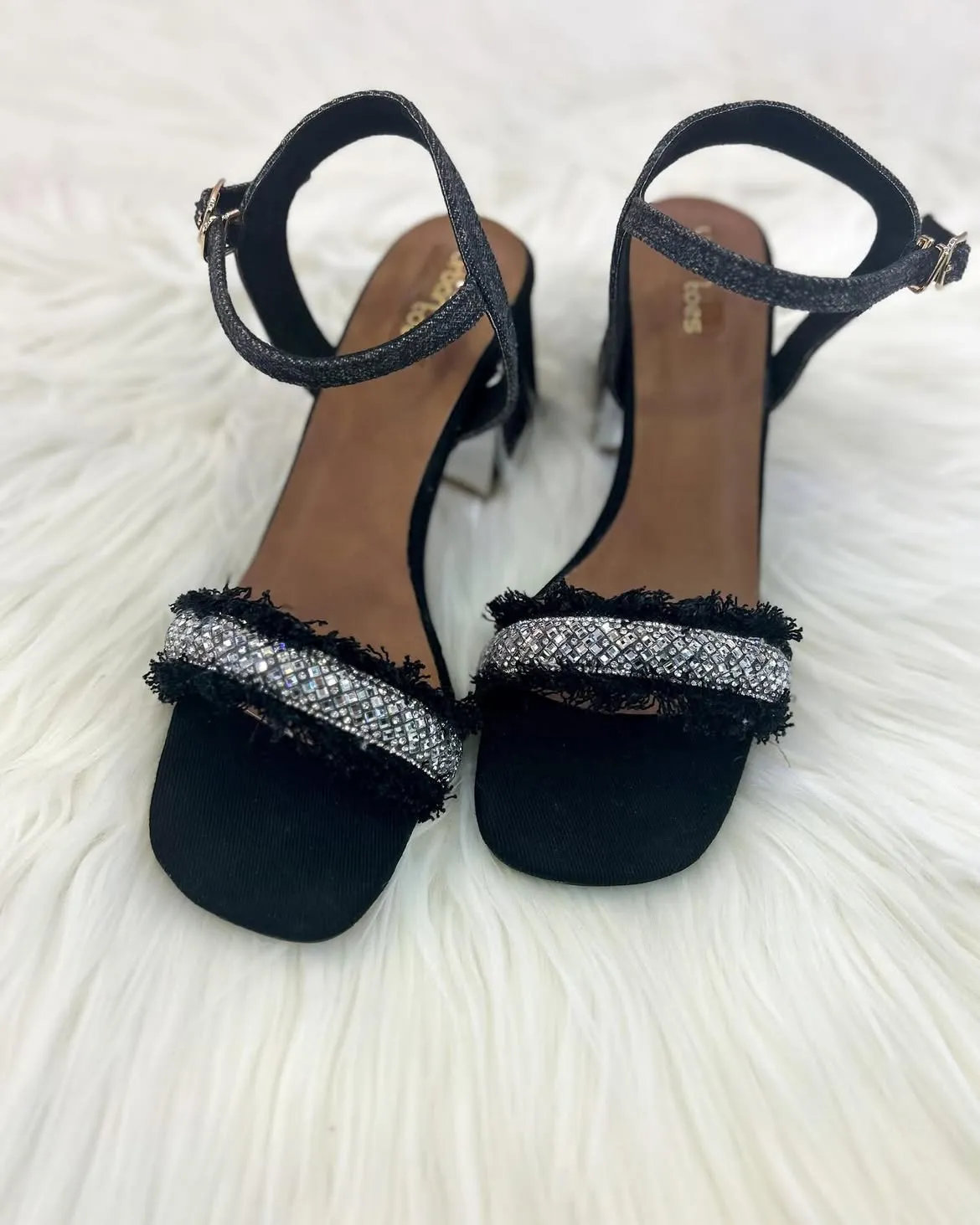 Radiance Mirror Block Heel Sandals Black