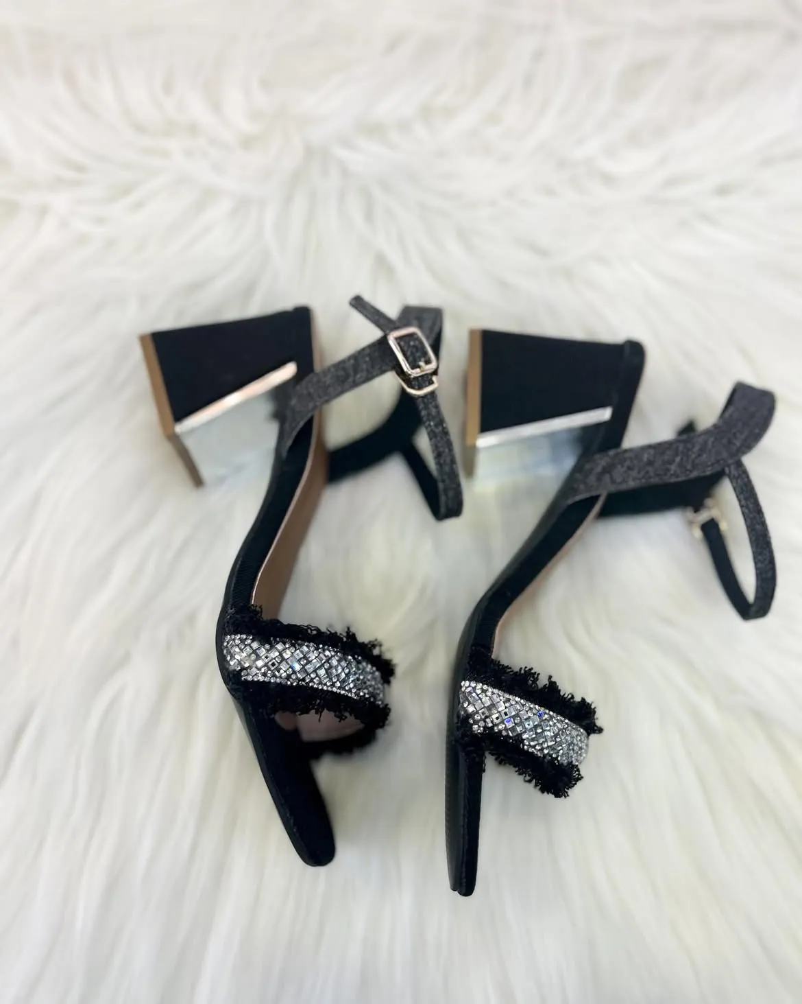 Radiance Mirror Block Heel Sandals Black