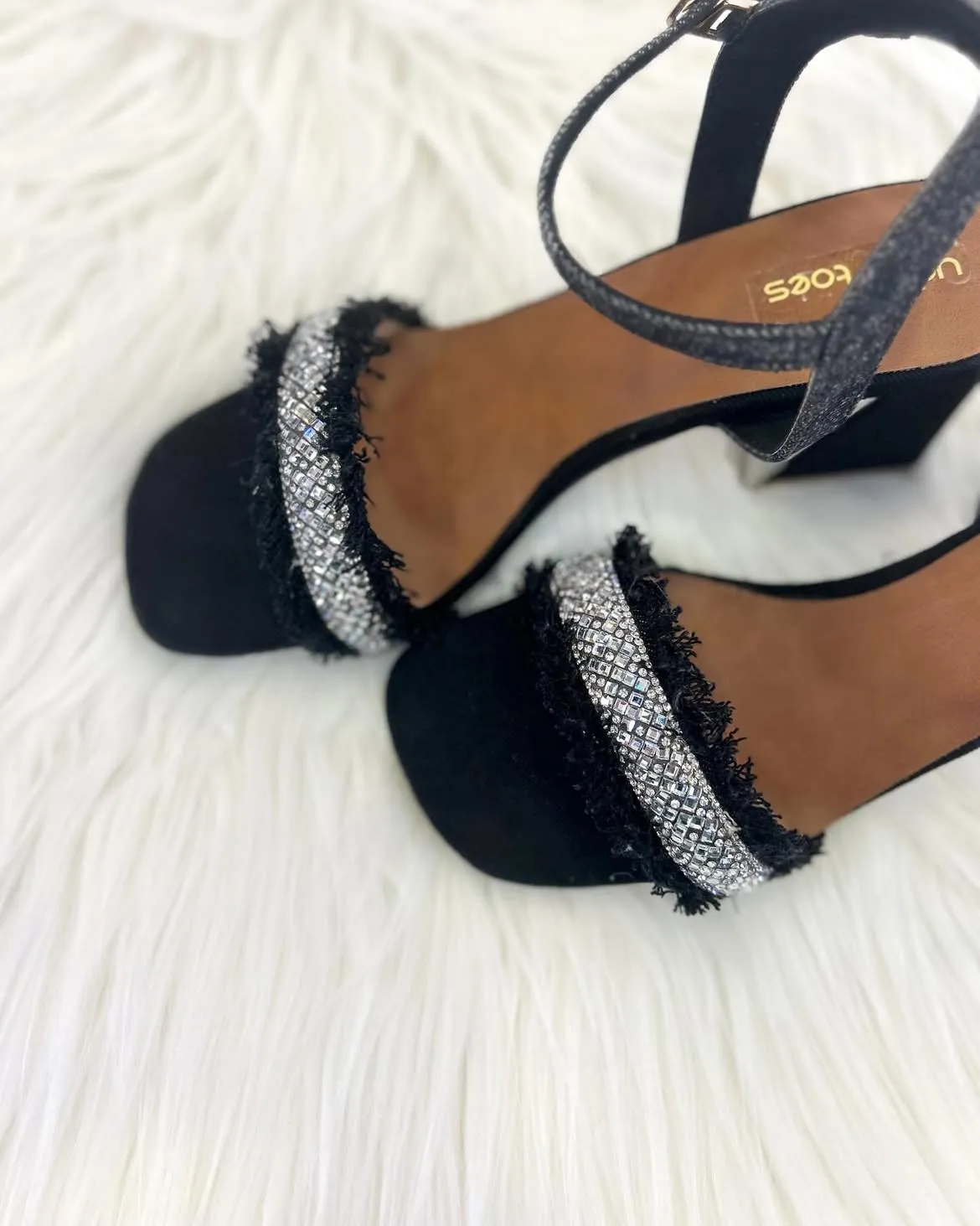 Radiance Mirror Block Heel Sandals Black