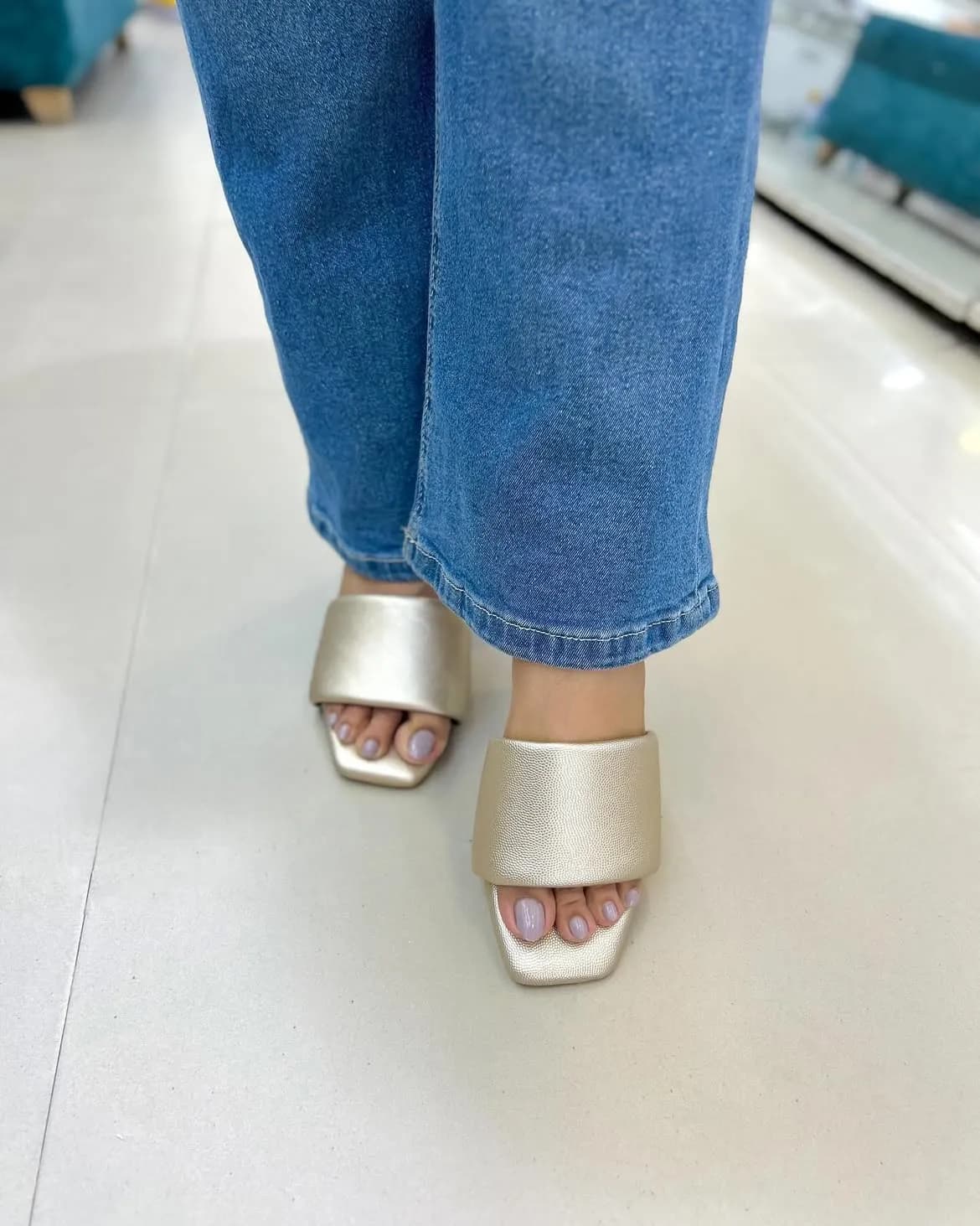 Urbantoes Luxe Block Heel Sliders gold