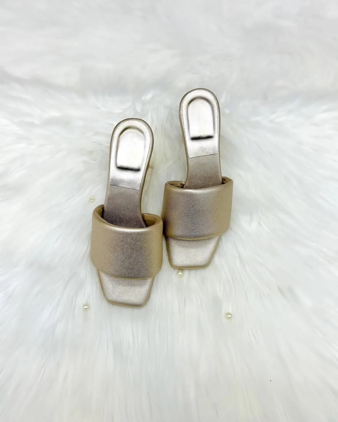 Urbantoes Luxe Block Heel Sliders gold