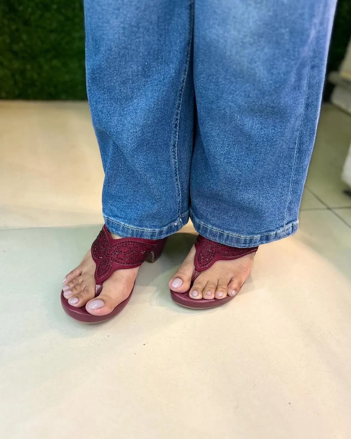 Edge Maroon Platform Slippers