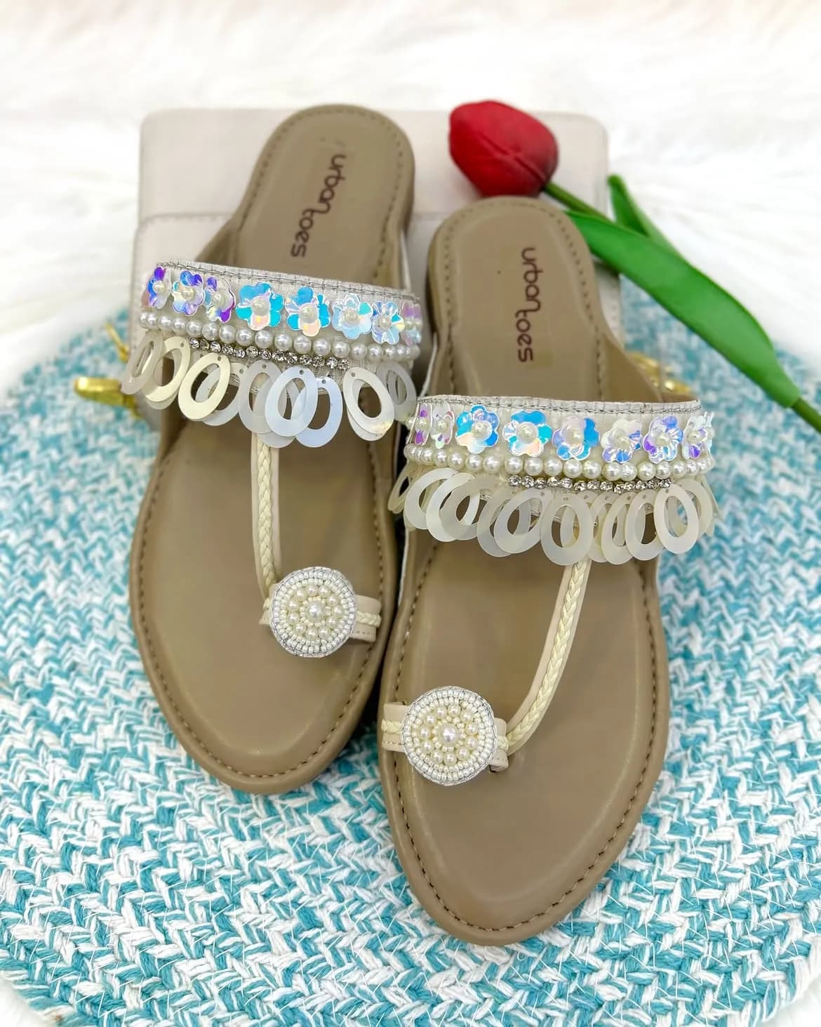 Handmade Kolhapuri Flats Sequin