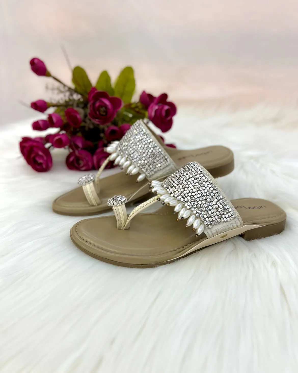Glam Studded Sequin Kolhapuri Flats