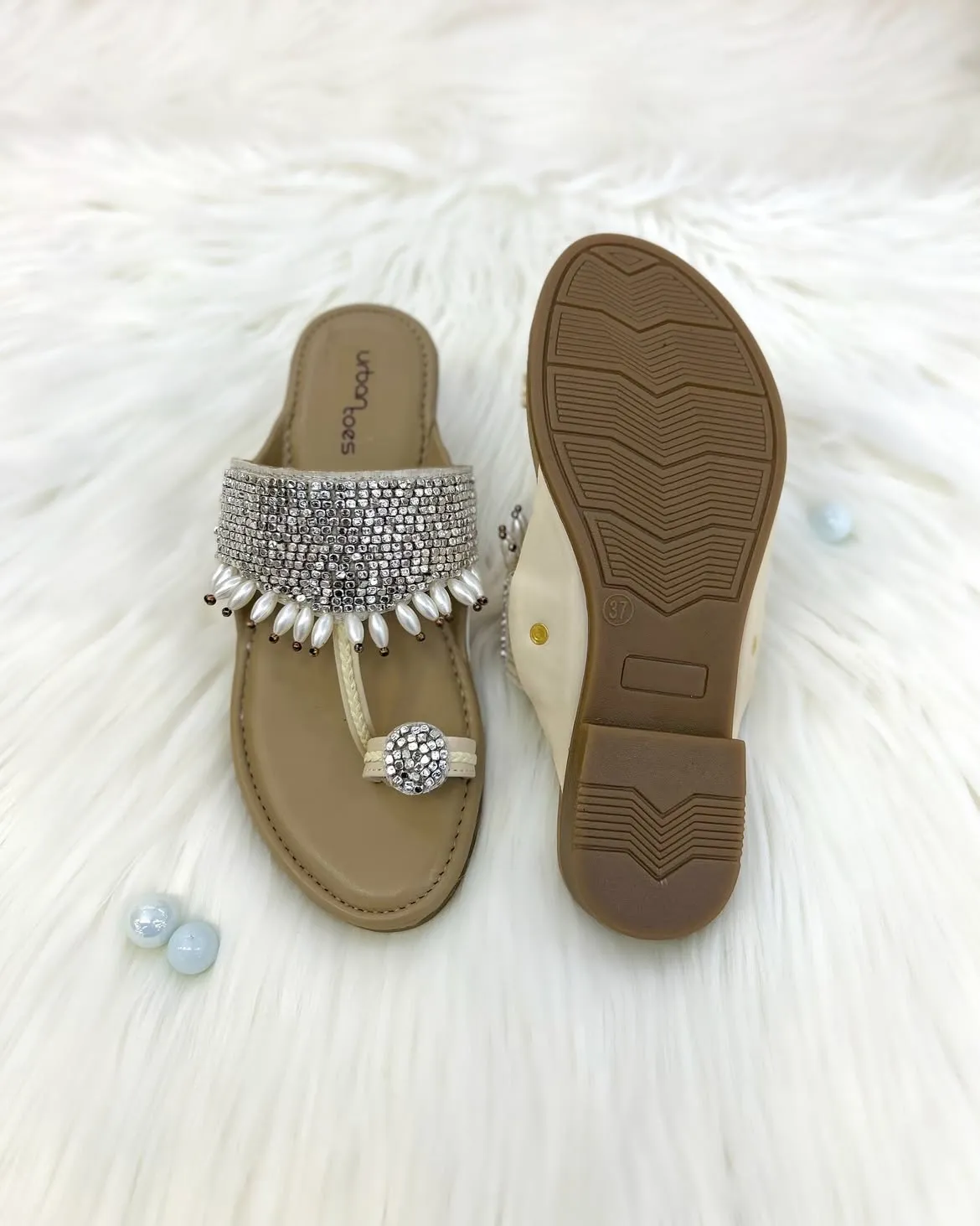 Glam Studded Sequin Kolhapuri Flats