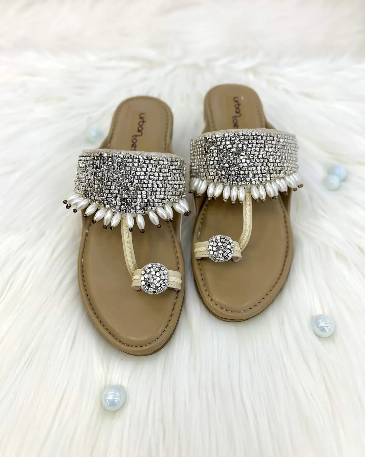 Glam Studded Sequin Kolhapuri Flats