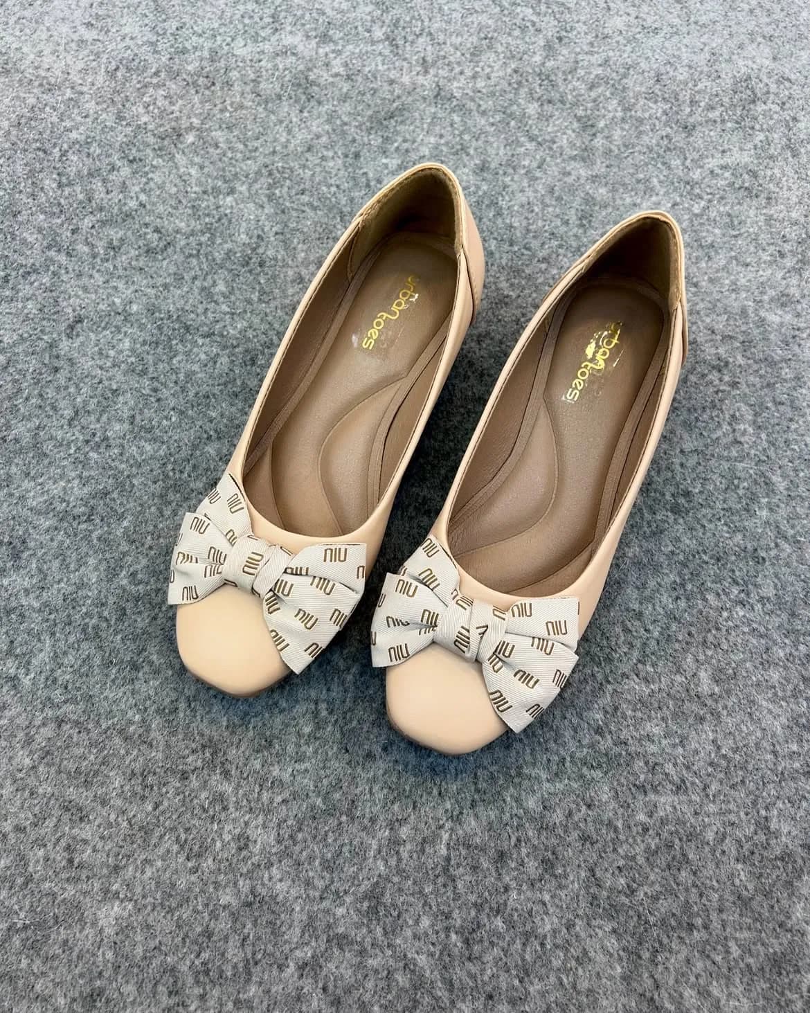 Grace Beige Wedges with Bow