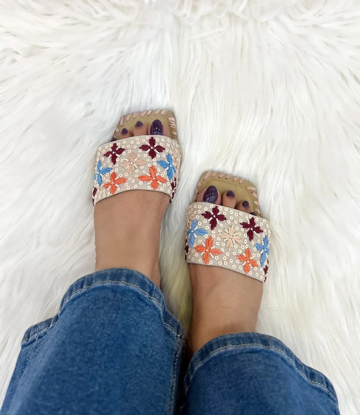 Marigold Embroidery Flats Slippers