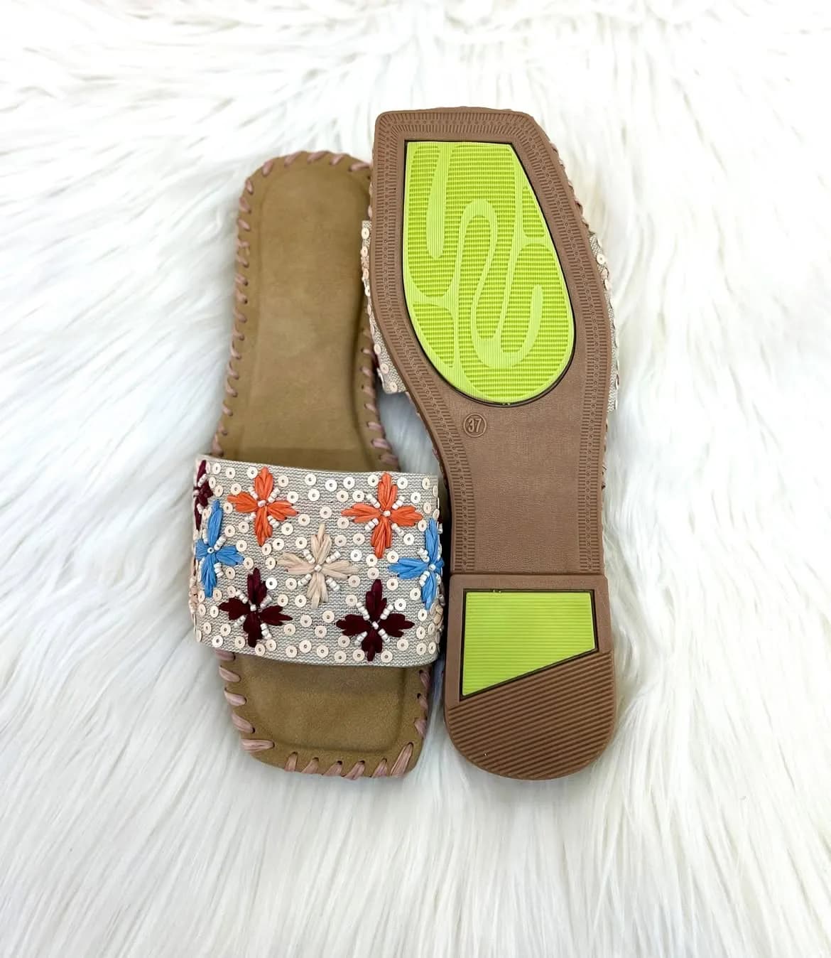 Marigold Embroidery Flats Slippers