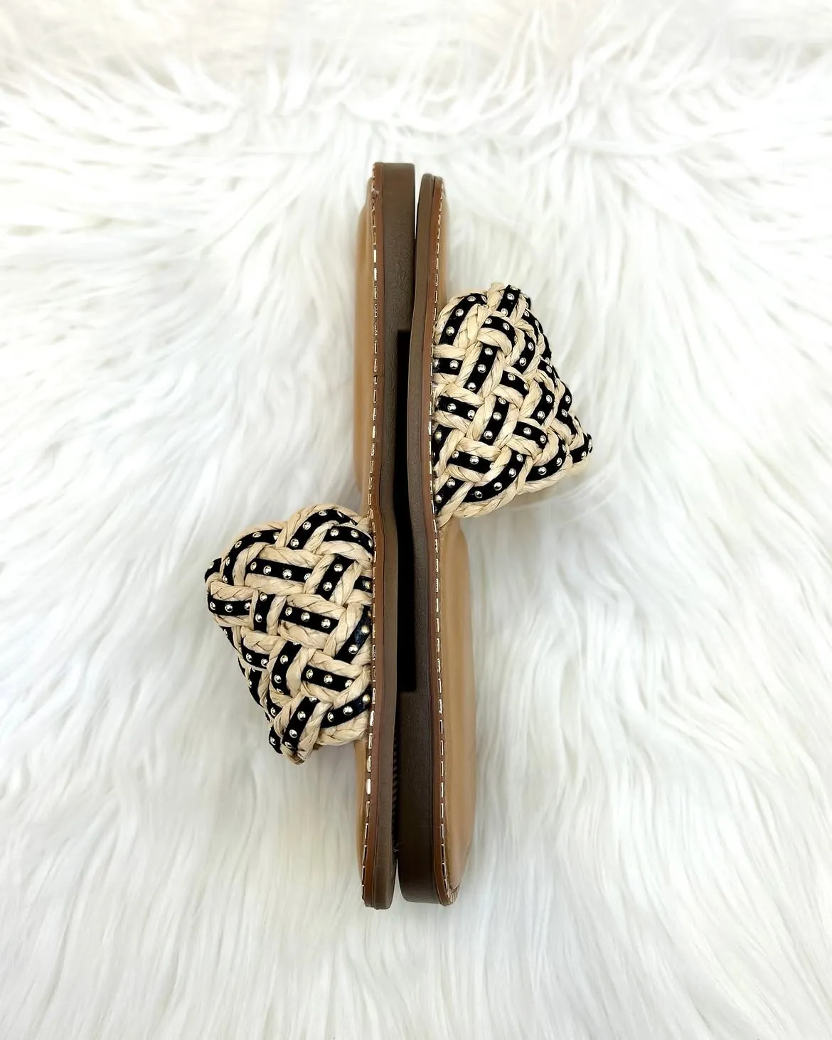 Braided Cushioned Studded Flats
