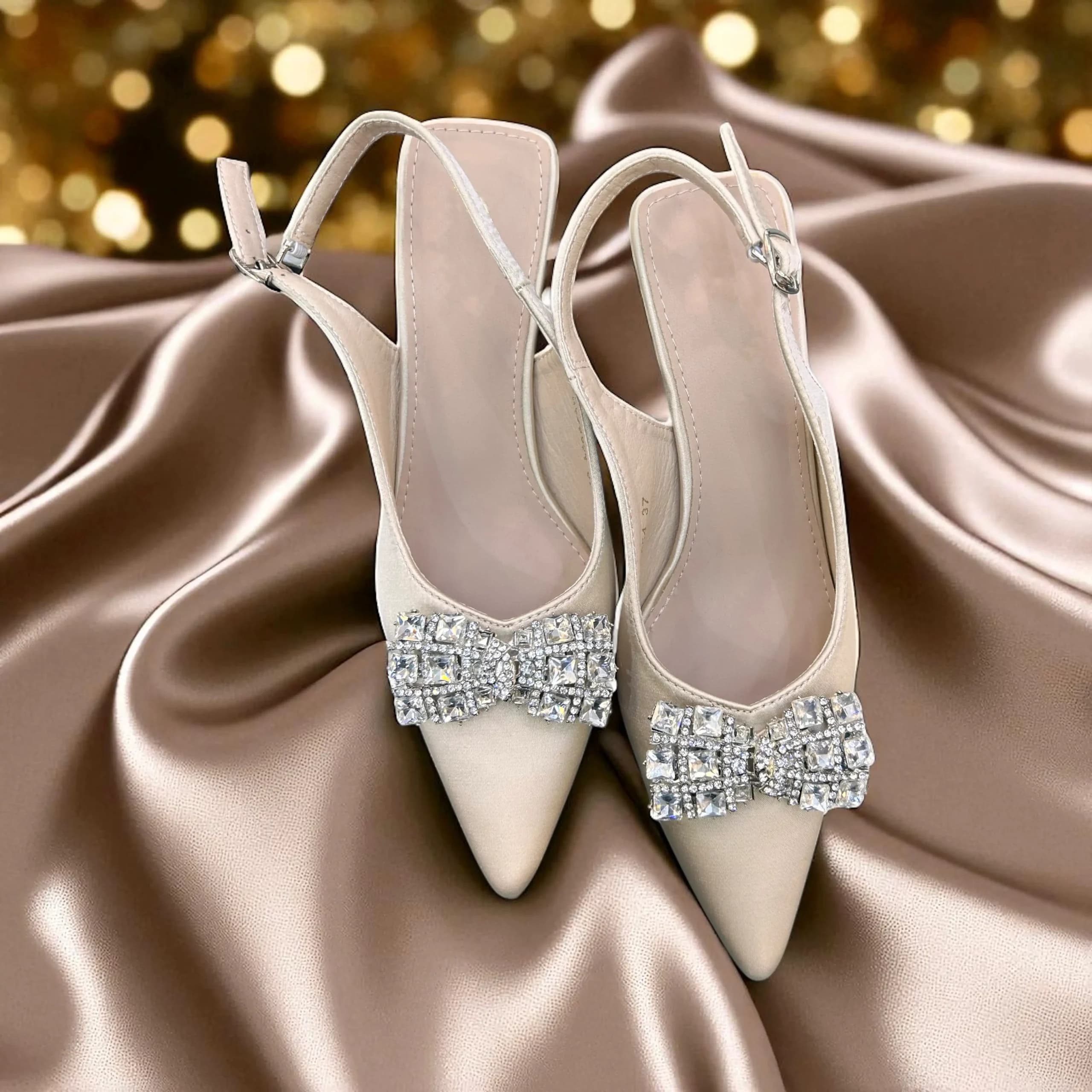 Golden Glam Backstrap Heels