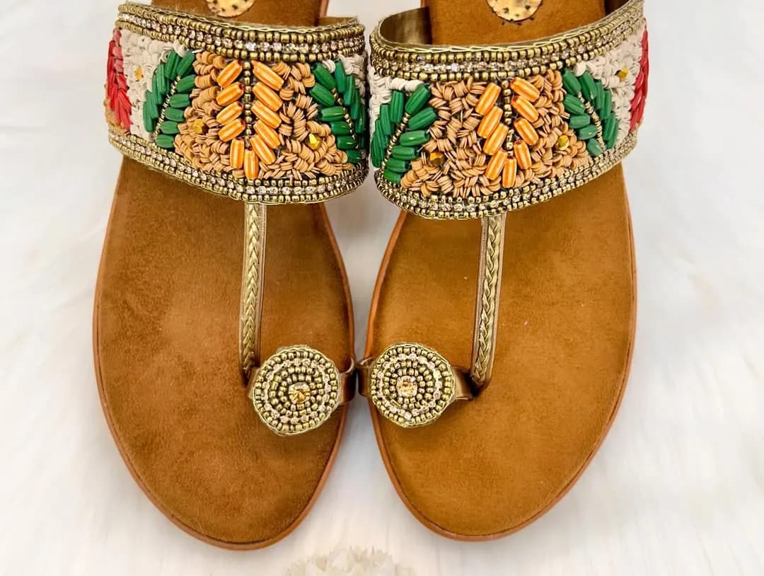 Urbantoes Ethnic Handcrafted Embroidered Kolhapuri Wedges