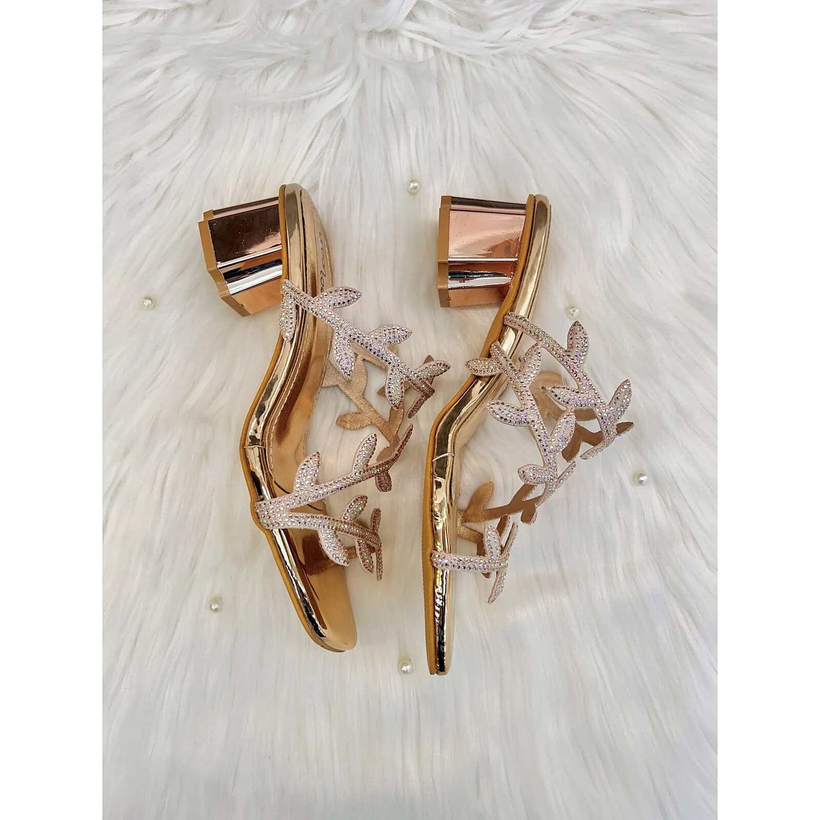 UrbanToes Aurelia Crystal Block Heeled Sandals