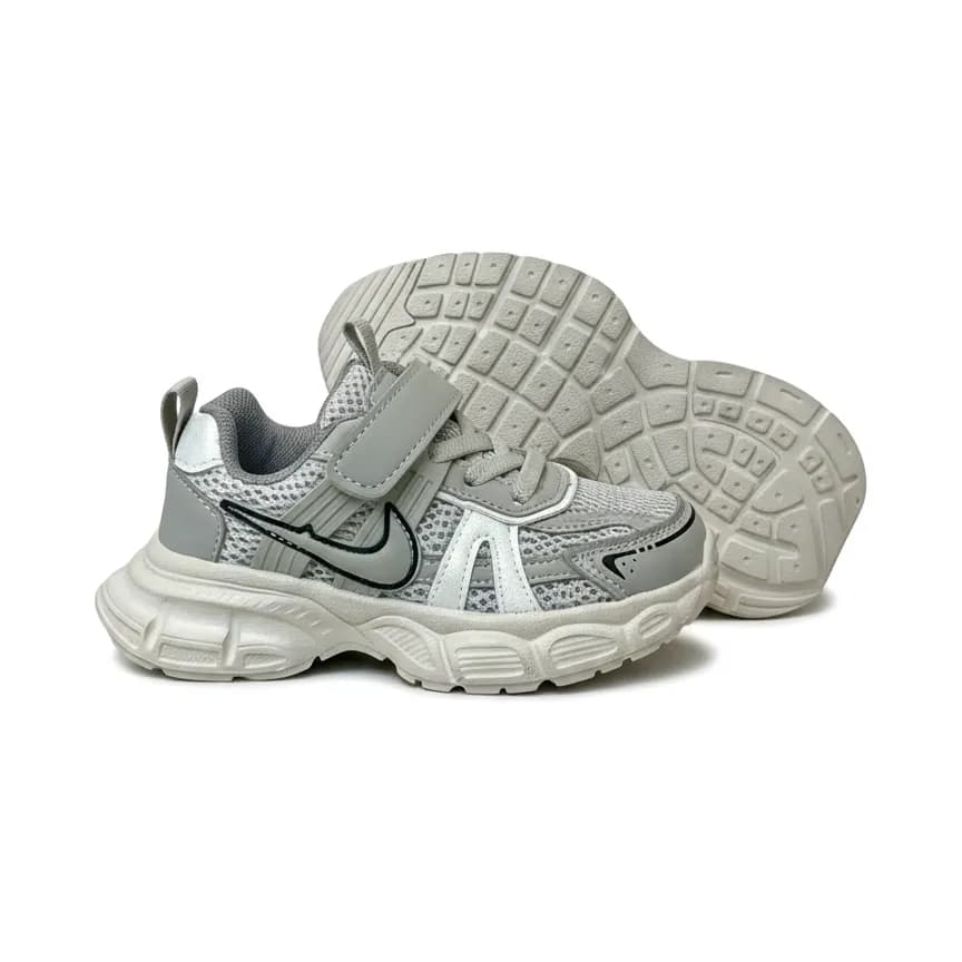 Kids Running Shoes — Breathable Mesh Lightweight Sneakers with Velcro | Grey