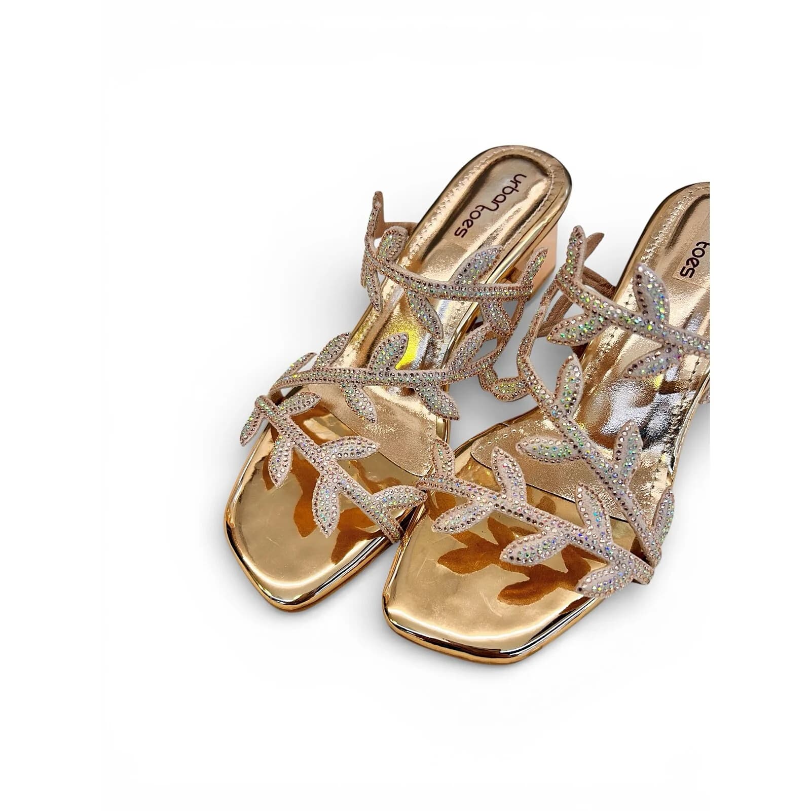 UrbanToes Aurelia Crystal Block Heeled Sandals