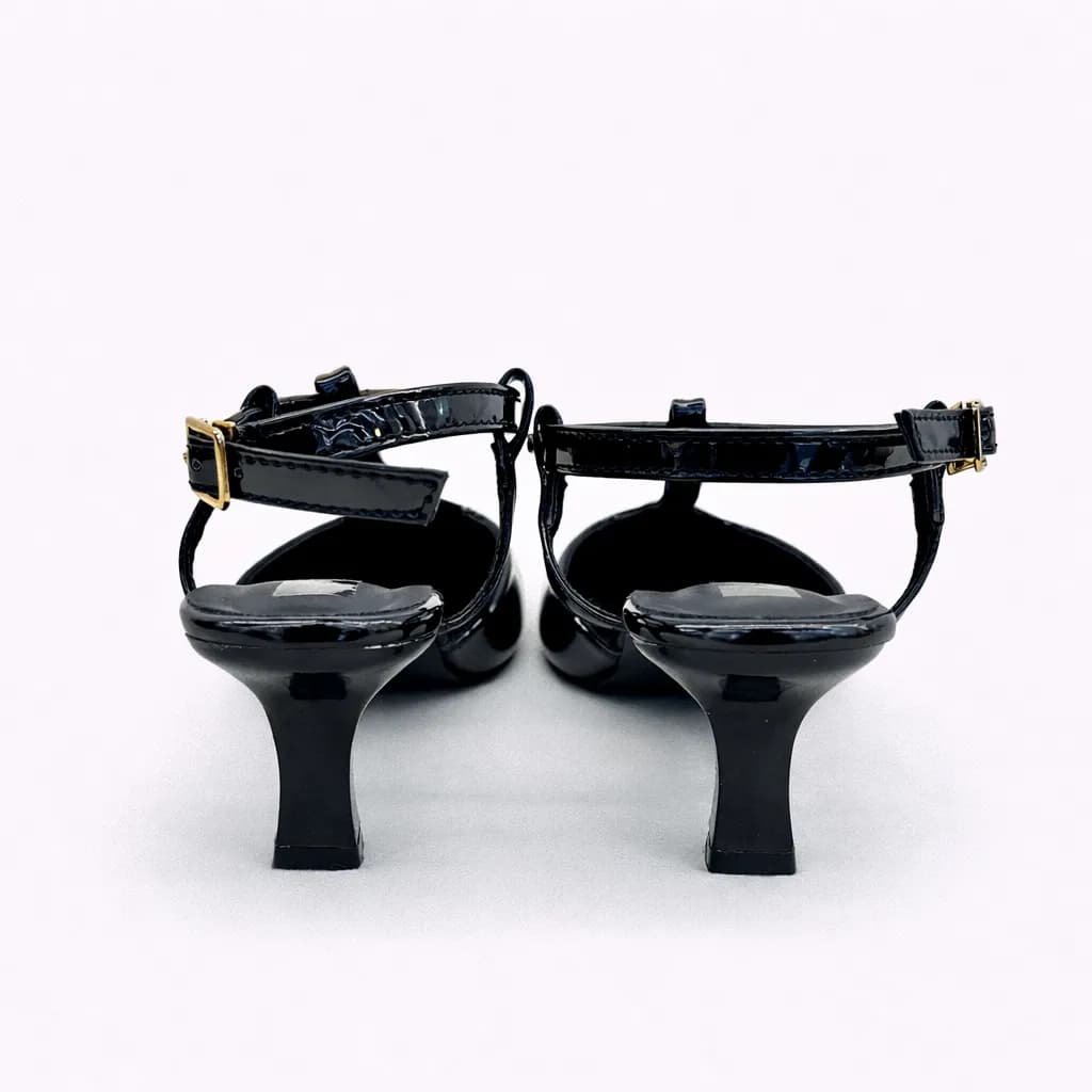UrbanToes Women’s Black Patent Pointed Toe Kitten Heels