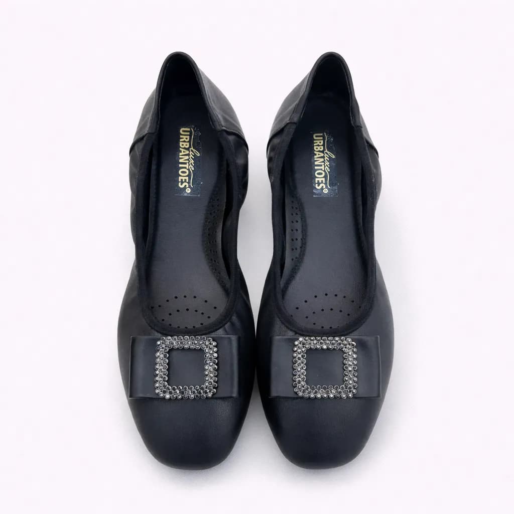 UrbanToes Women’s Black Stone Embellished Comfort Flats