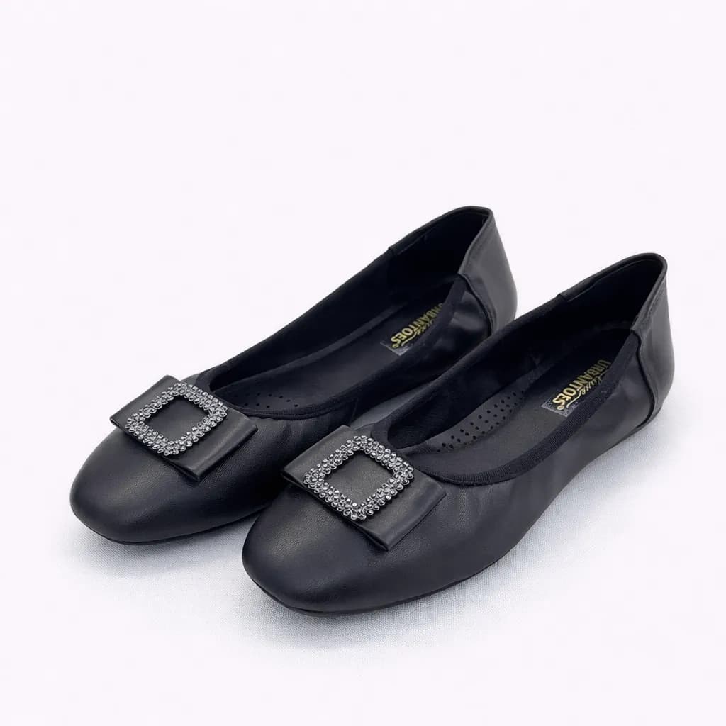 UrbanToes Women’s Black Stone Embellished Comfort Flats