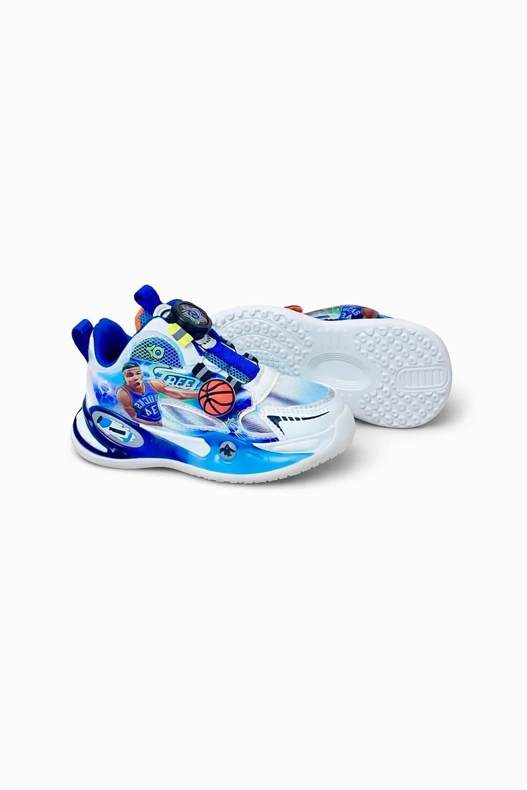 Urbantoes Kids Blue Basketball Style Sports Shoes with Graphic Design – Lightweight Running & Play Sneakers