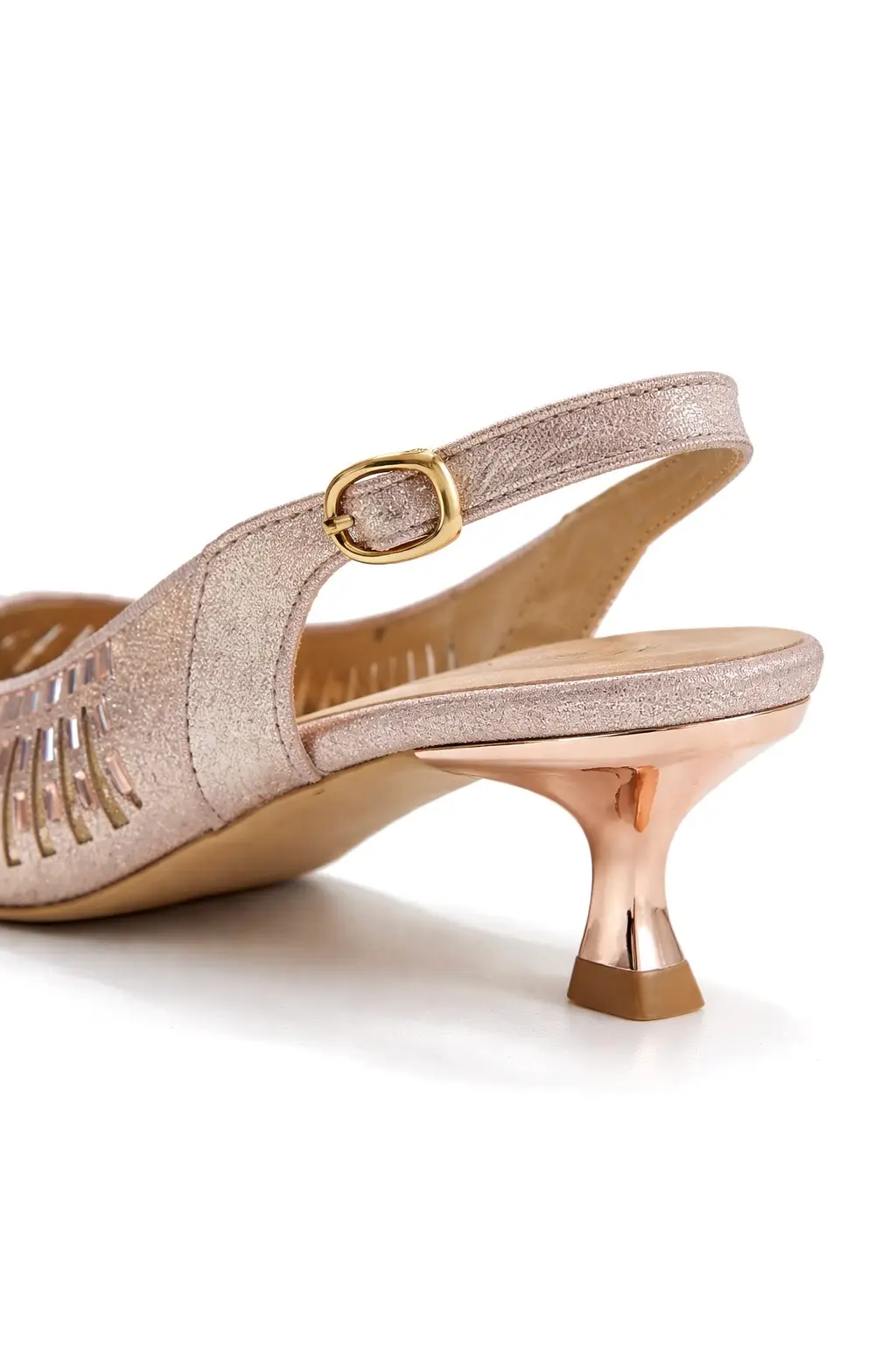 Rose Gold Party Wear Slingback Heels for Women