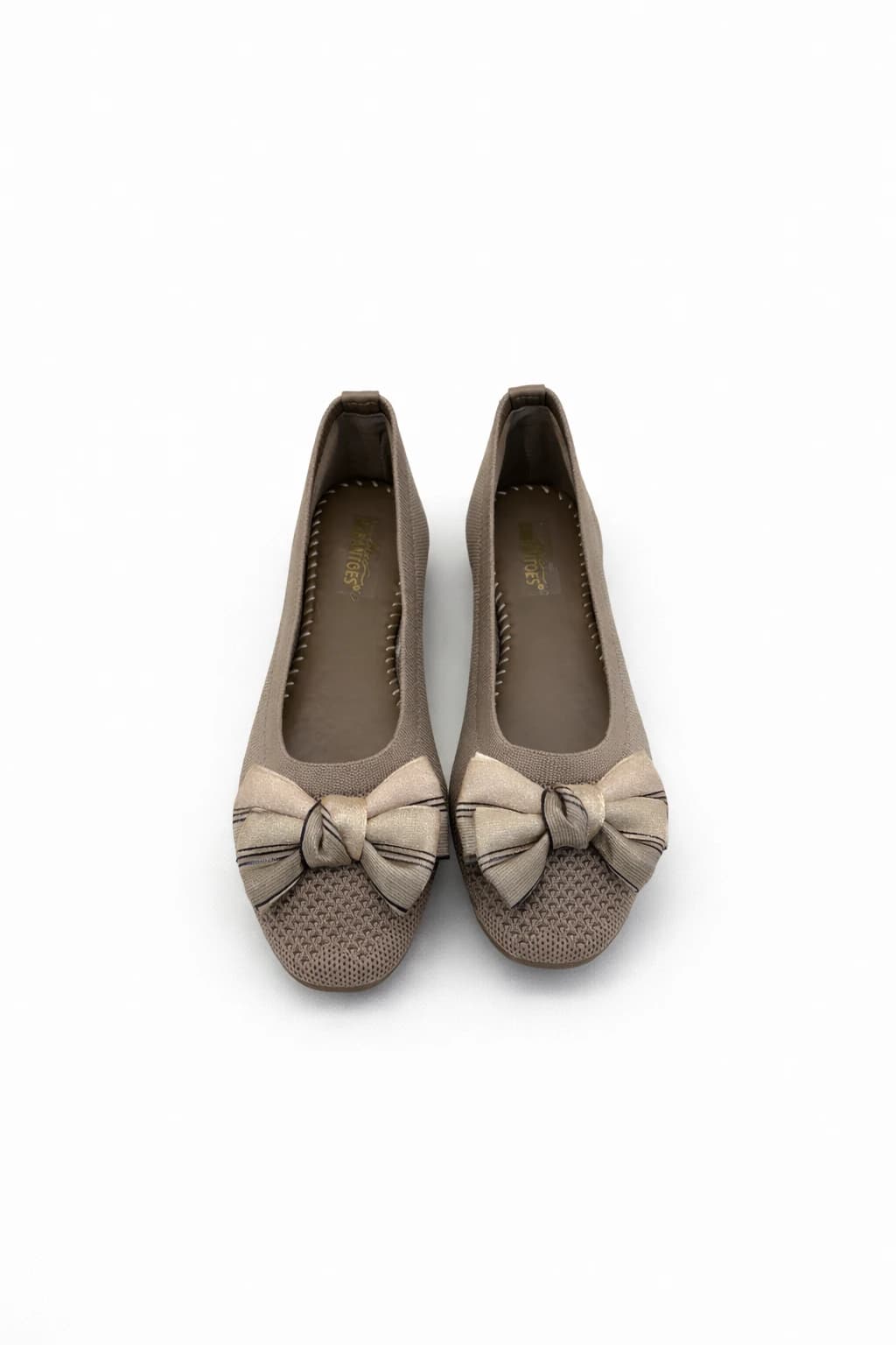 Elegant Beige Ballerina Flats with Stylish Bow — Comfort Daily Wear for Women