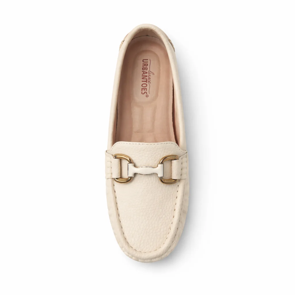 UrbanToes Women’s Off-White Cushioned Walking Flats