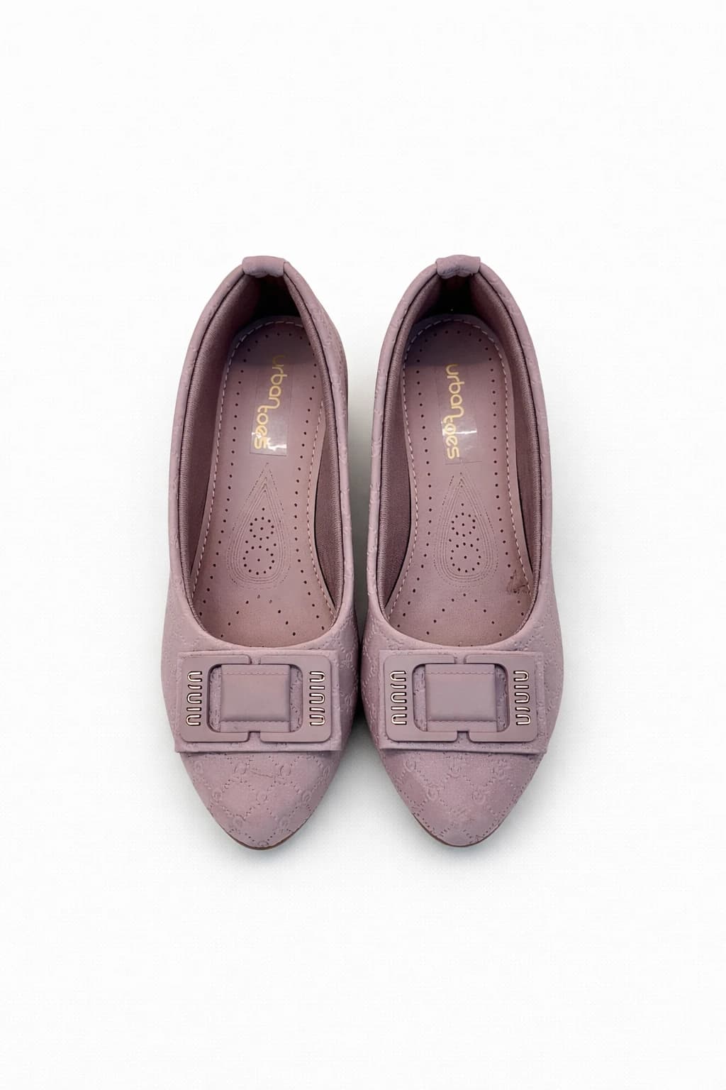 Classic womens pink formal low heel shoes with Buckle Detail – Comfortable Office Wear