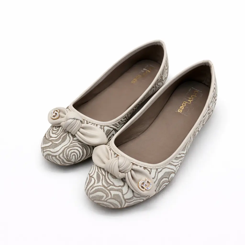Cream Printed Ballerina Flats for Women – Everyday & Party Wear