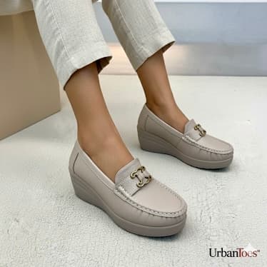 Urbantoes Comfort Light Wedges Beige Loafers