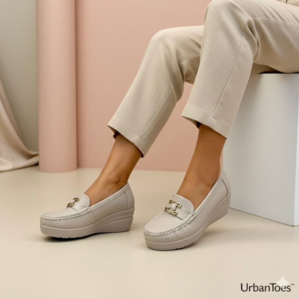 Urbantoes Comfort Light Wedges Beige Loafers