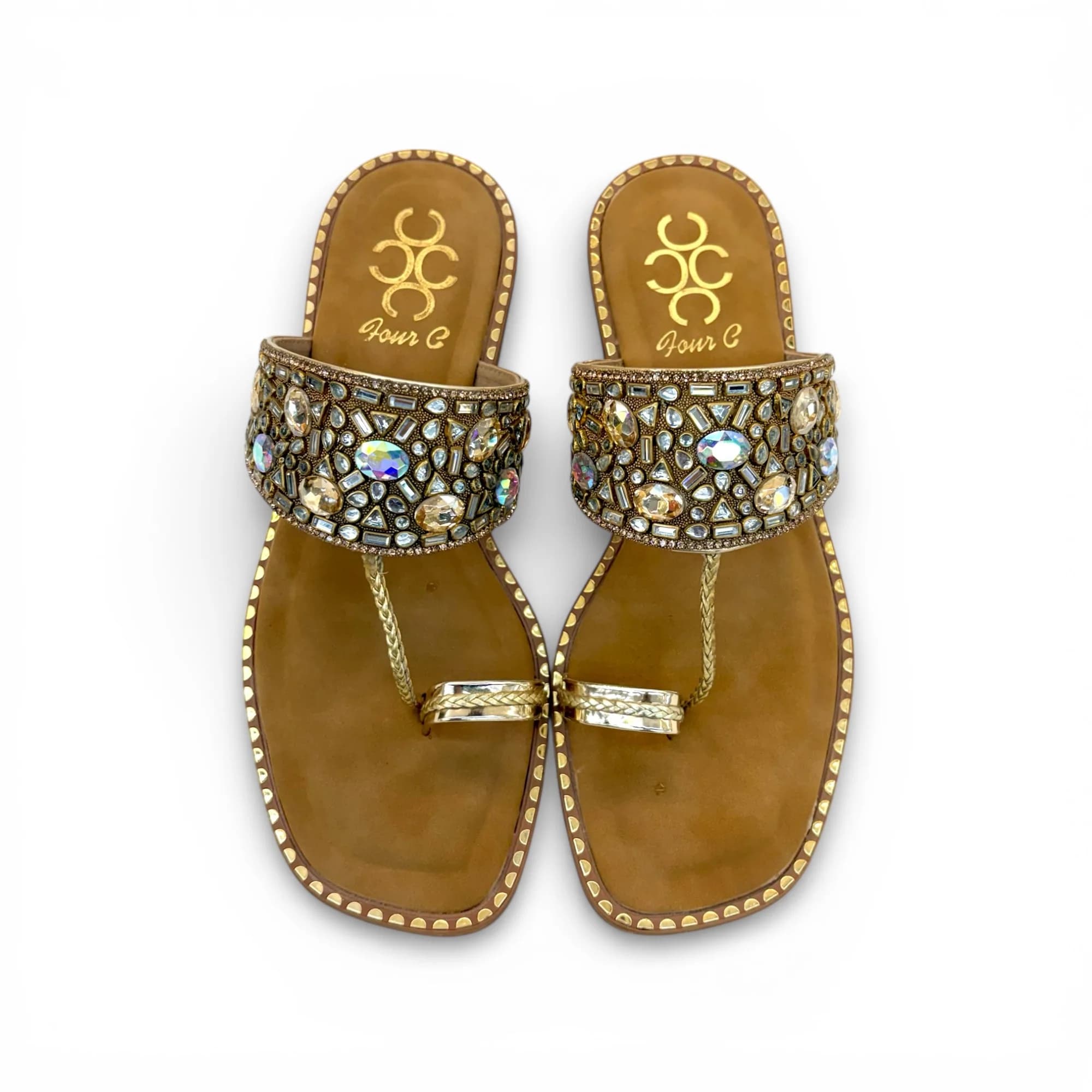 Women’s Cushioned Kolhapuri Flats – Embellished Walking Flats for Daily &amp; Festive Wear