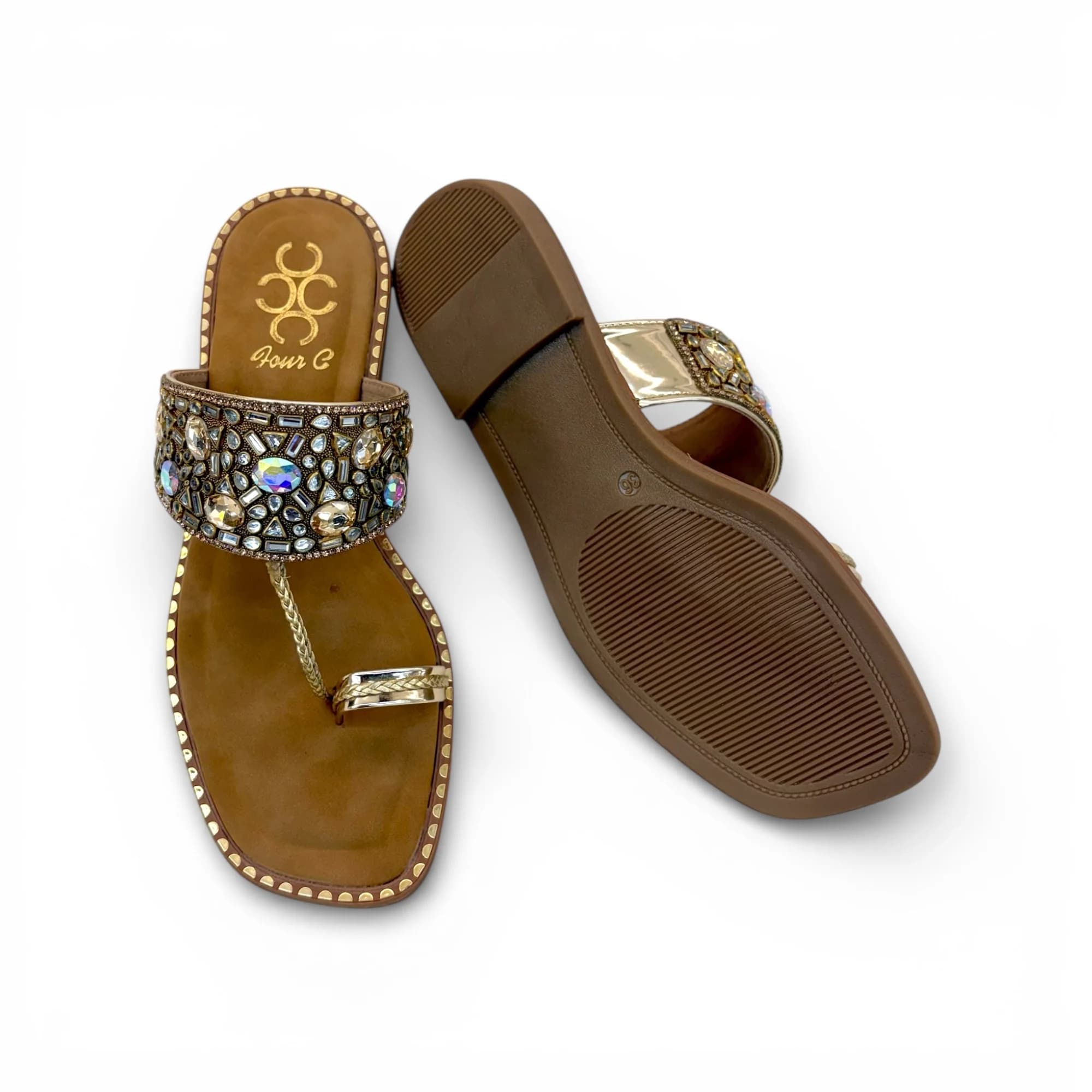 Women’s Cushioned Kolhapuri Flats – Embellished Walking Flats for Daily &amp; Festive Wear
