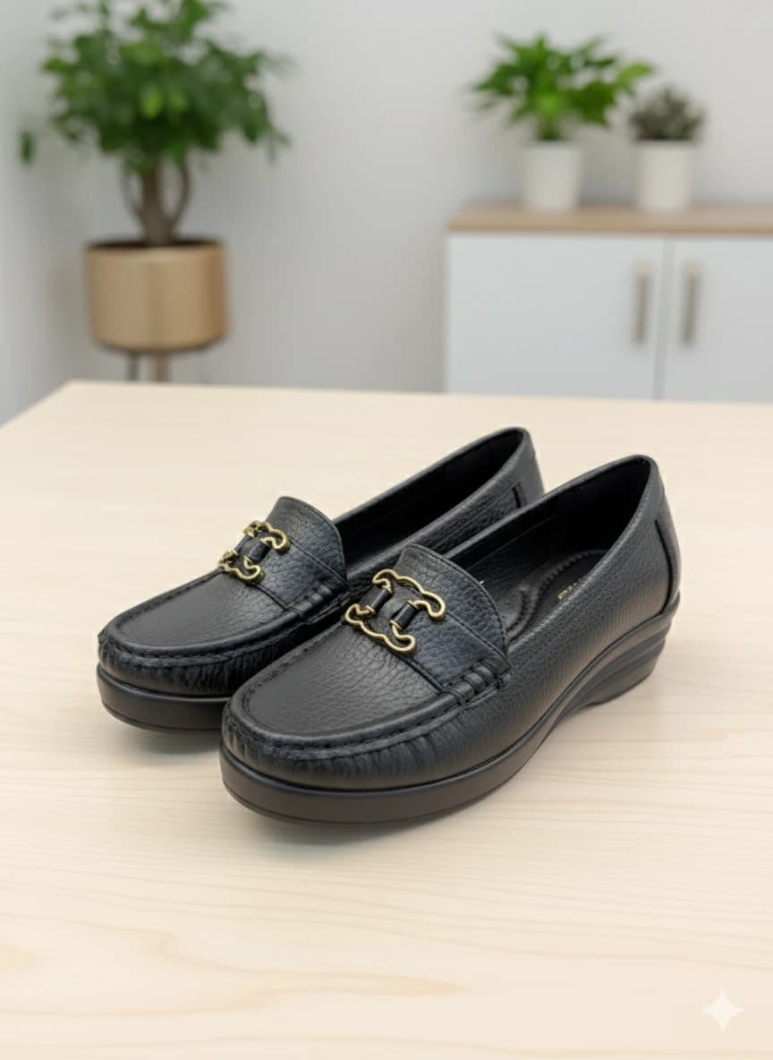 Urbantoes Comfort Light Wedges Black Loafers