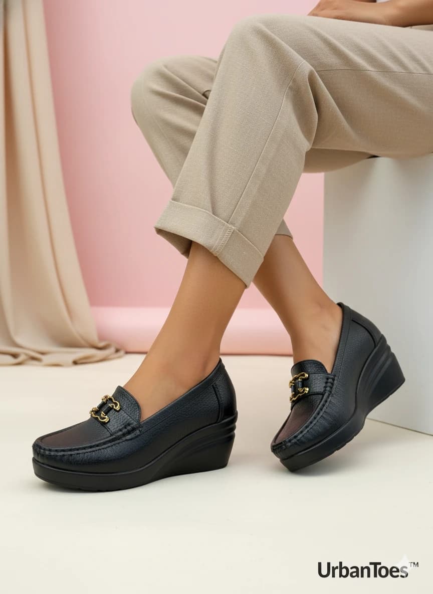 Urbantoes Comfort Light Wedges Black Loafers