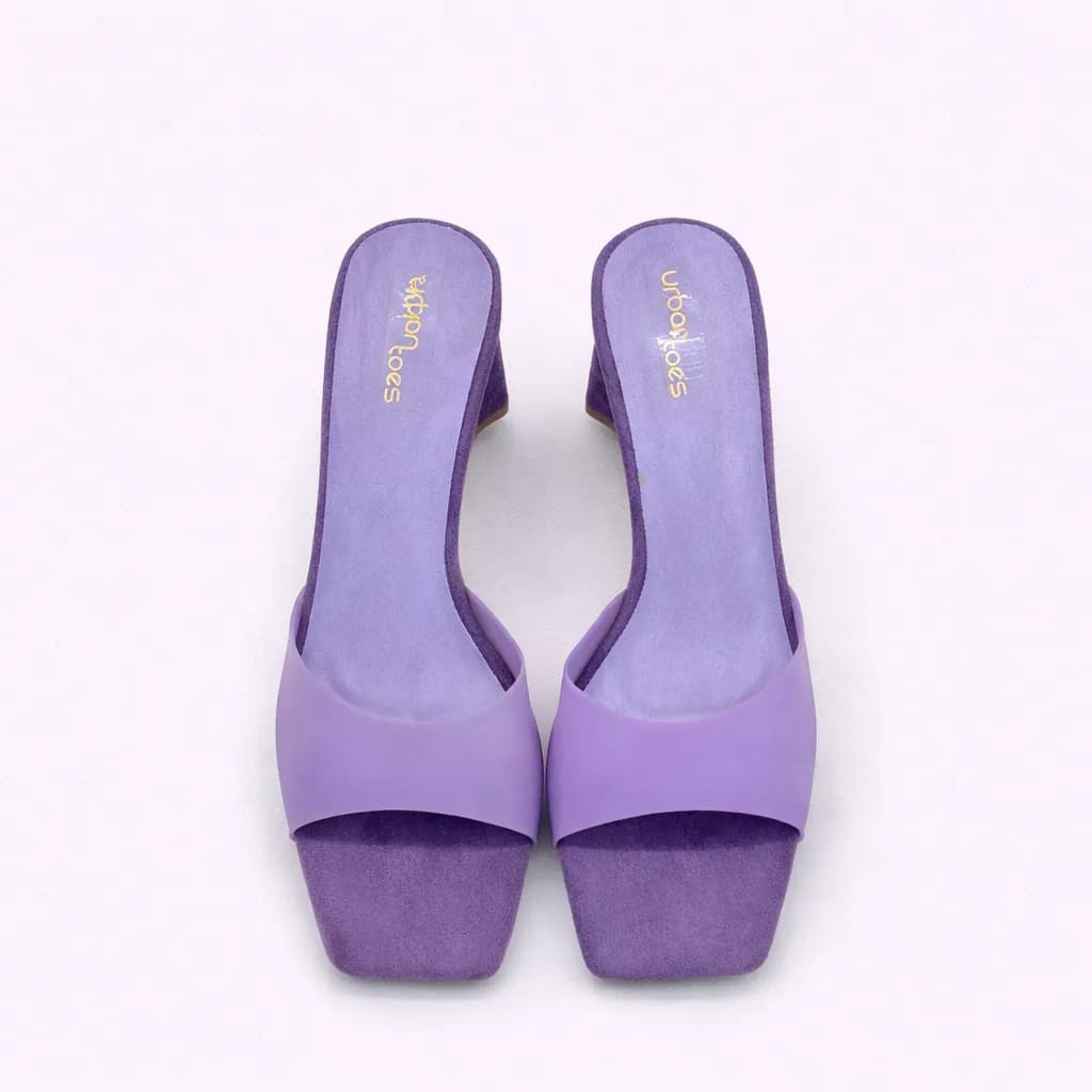 UrbanToes Women’s Purple Block Heel Mule Sandals