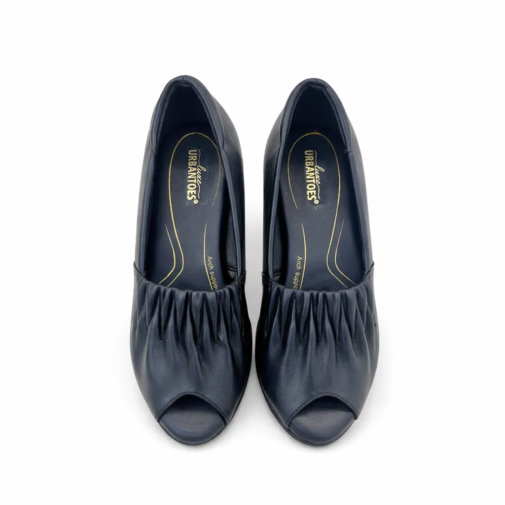 Women’s Black Peep Toe Wedge Shoes with Cushioned Comfort
