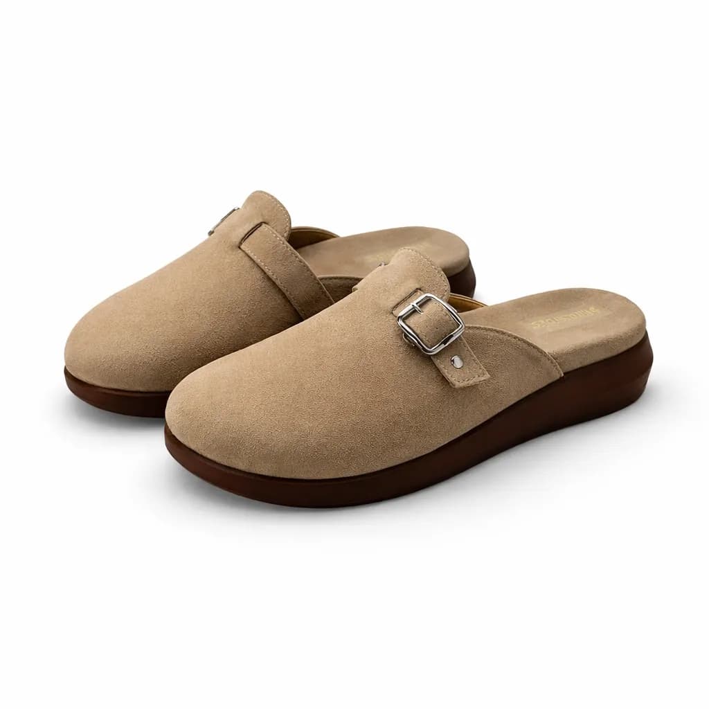 Women Comfortable Walking Mule Flats – Beige