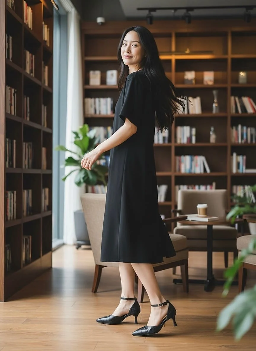 Women’s Black Croc-Textured Ankle Strap Heels