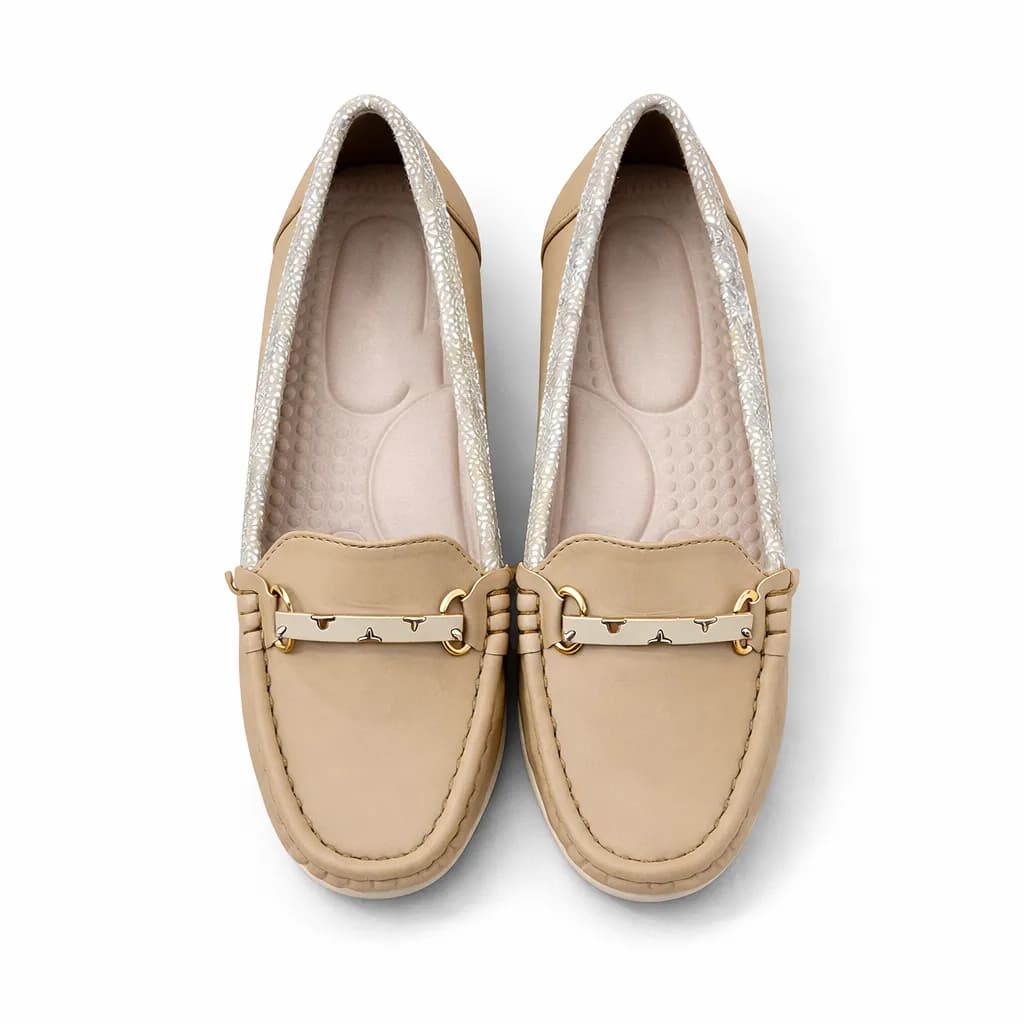 Women’s Comfortable Beige Loafers with Cushioned Sole