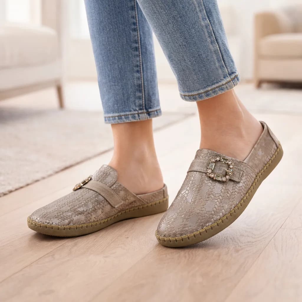 UrbanToes Grace Buckle Comfort Loafers Brown