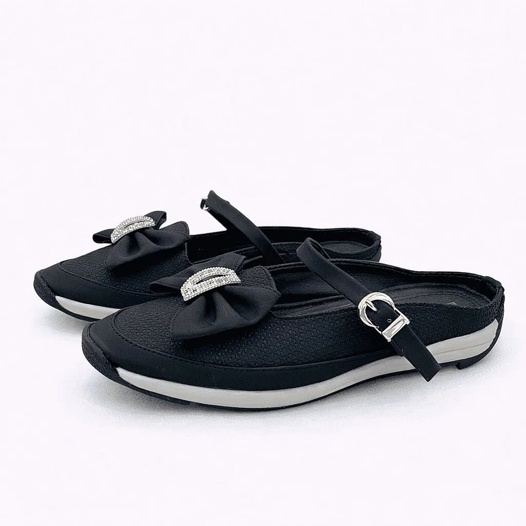 Urbantoes Women’s Black Walking Flats with Bow Detail