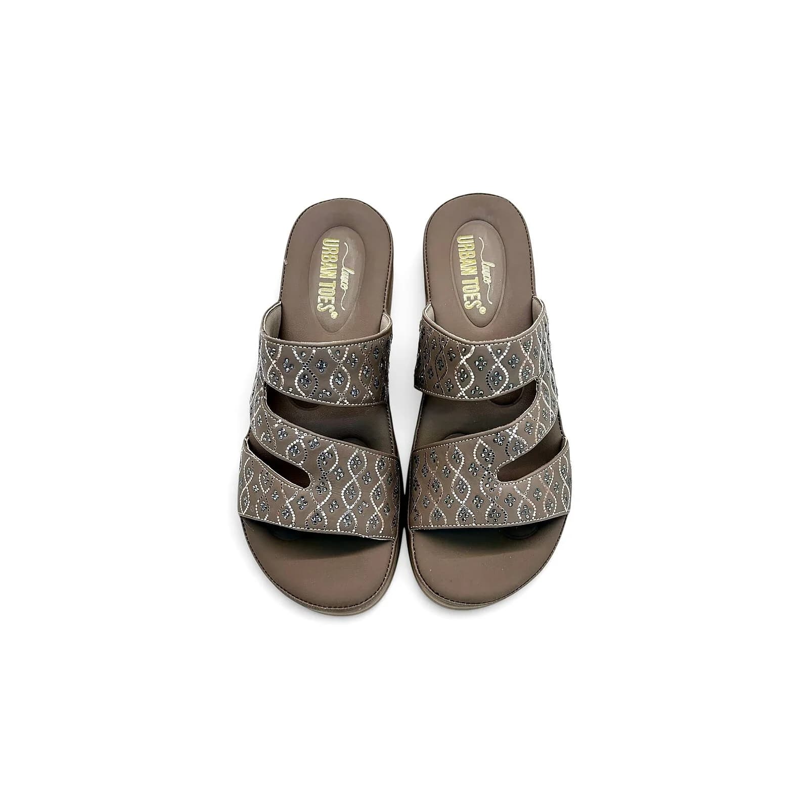 Comfort Brown Wedge Sandals for Women – Embellished Ethnic Platform Slippers