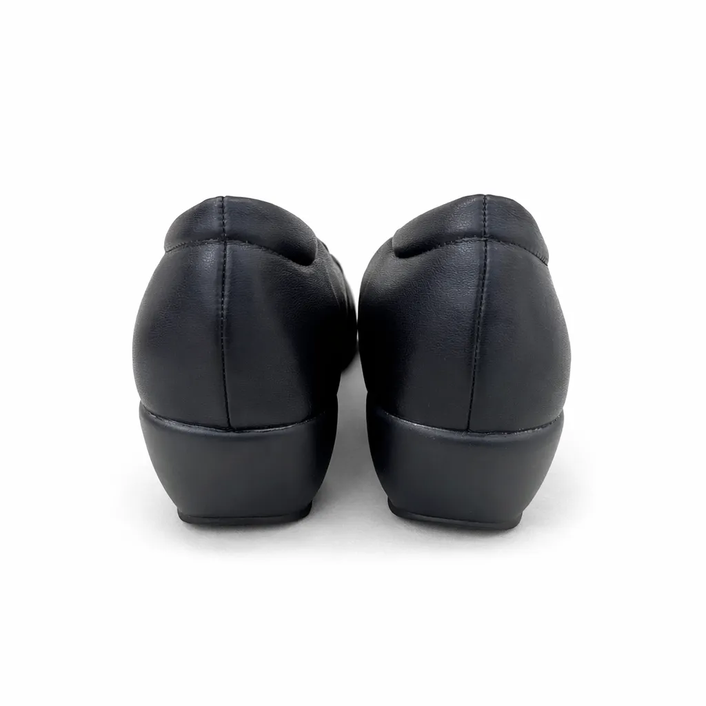 Women’s Black Peep Toe Wedge Shoes with Cushioned Comfort