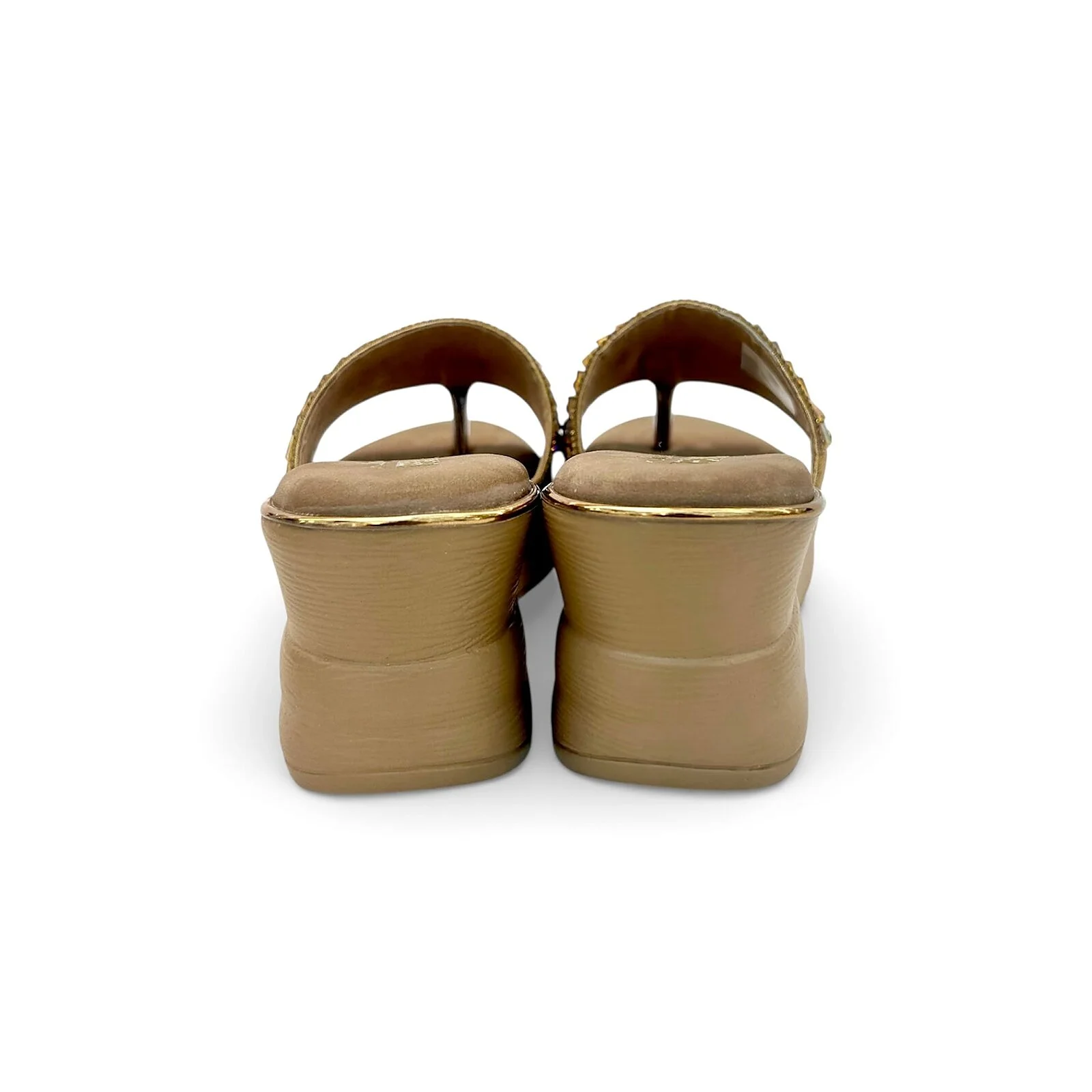 Women’s Brown Stonework Wedge Slide Sandals for Festive & Party Wear