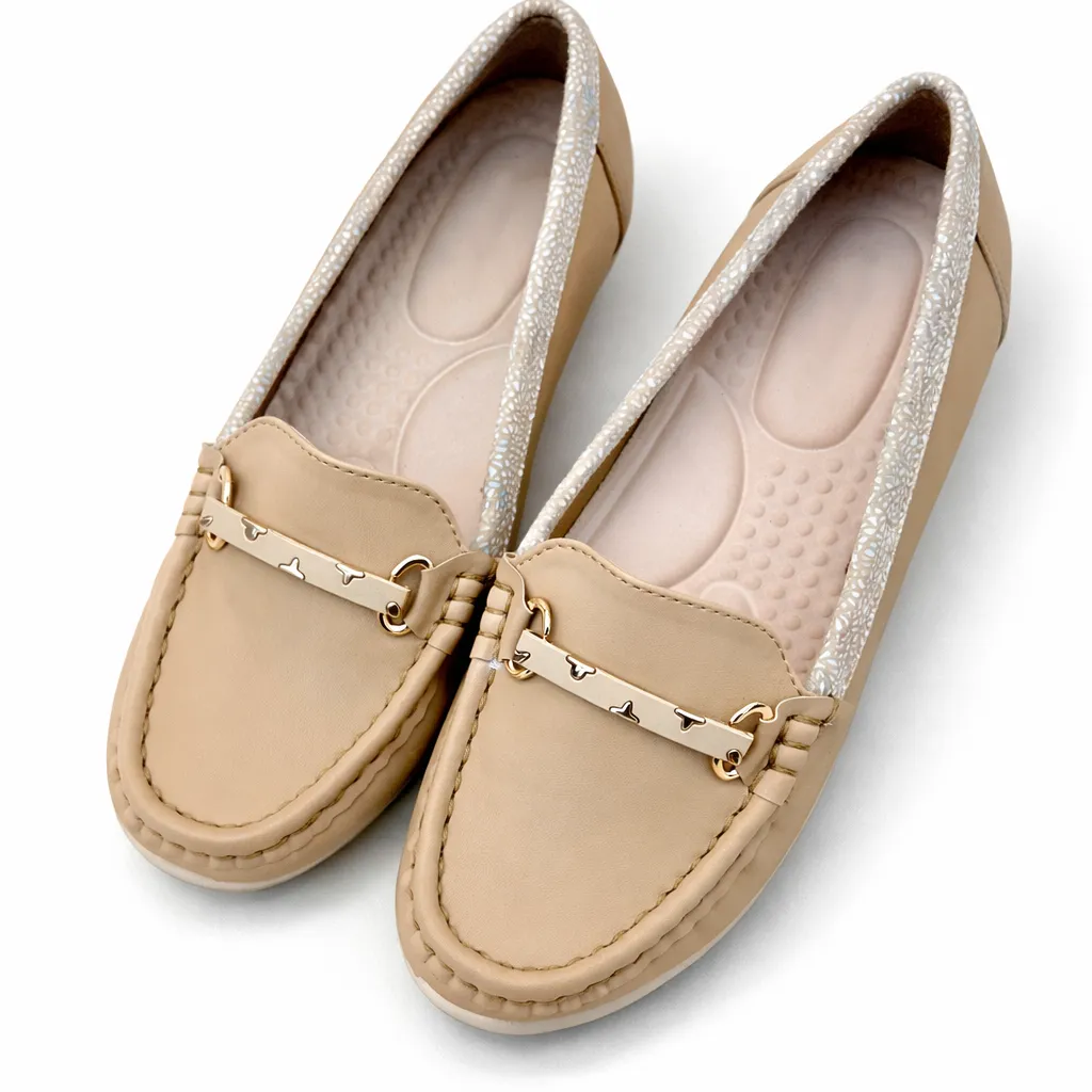 Women’s Comfortable Beige Loafers with Cushioned Sole