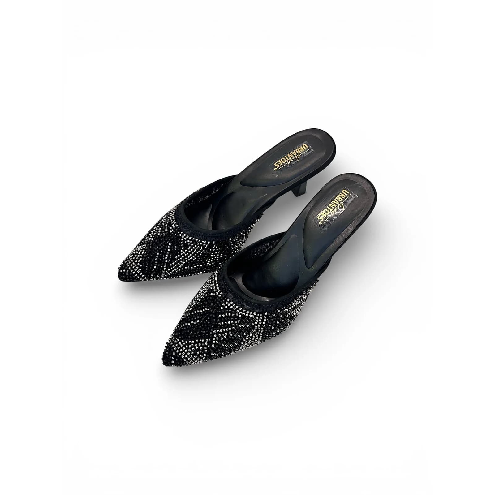 Women’s Black Embellished Mule Heels – Elegant Slip-On