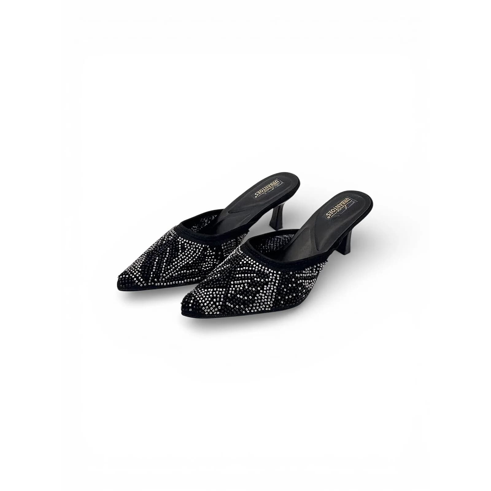Women’s Black Embellished Mule Heels – Elegant Slip-On