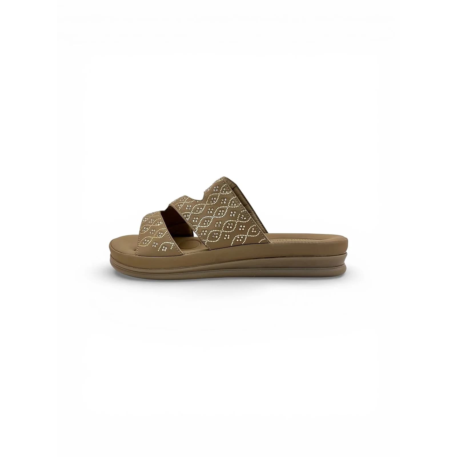 Comfort Beige Wedge Sandals for Women – Embellished Ethnic Platform Slippers