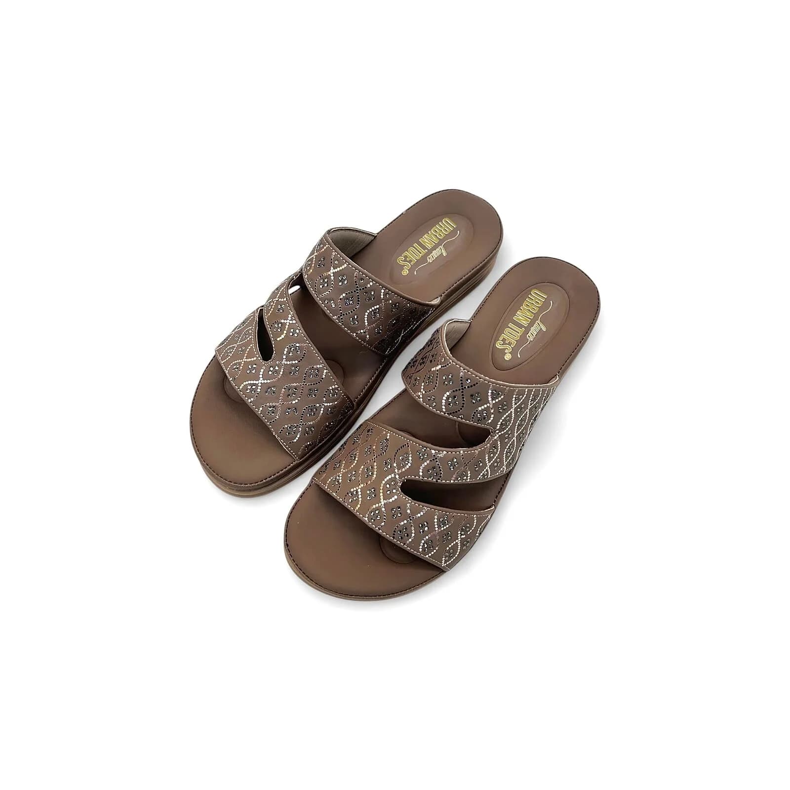 Comfort Brown Wedge Sandals for Women – Embellished Ethnic Platform Slippers